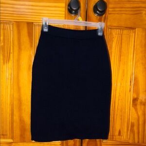 Rena Rowan Black Merino Wool Pencil Skirt Knee-Length Size Petite Small